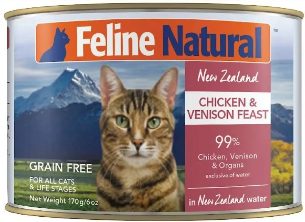 feline natural chicken & venison feast canned cat food