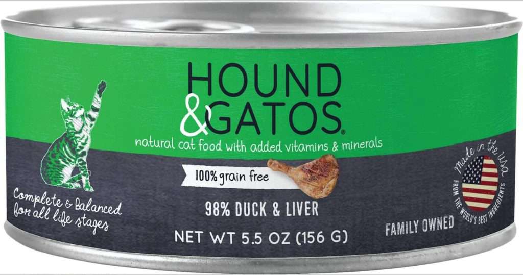 hound & gatos 98% duck & liver wet cat food