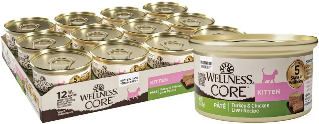 wellness core natural grain-free turkey & chicken liver pate canned kitten food